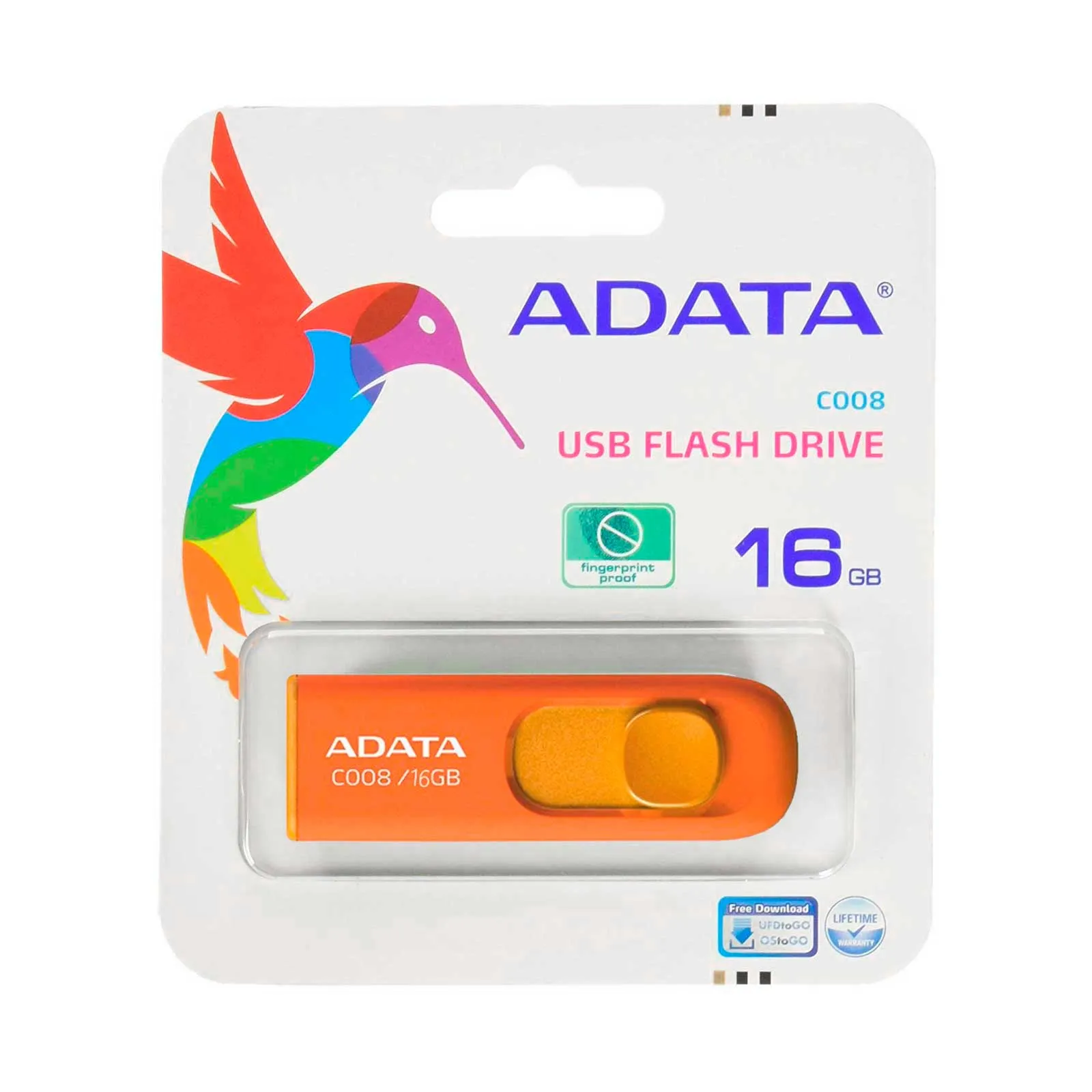 Memoria Usb Adata C008 Retráctil 16gb Naranja