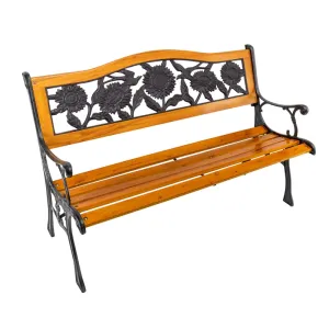 Metal and Wood Bench Sunflower,8mb149