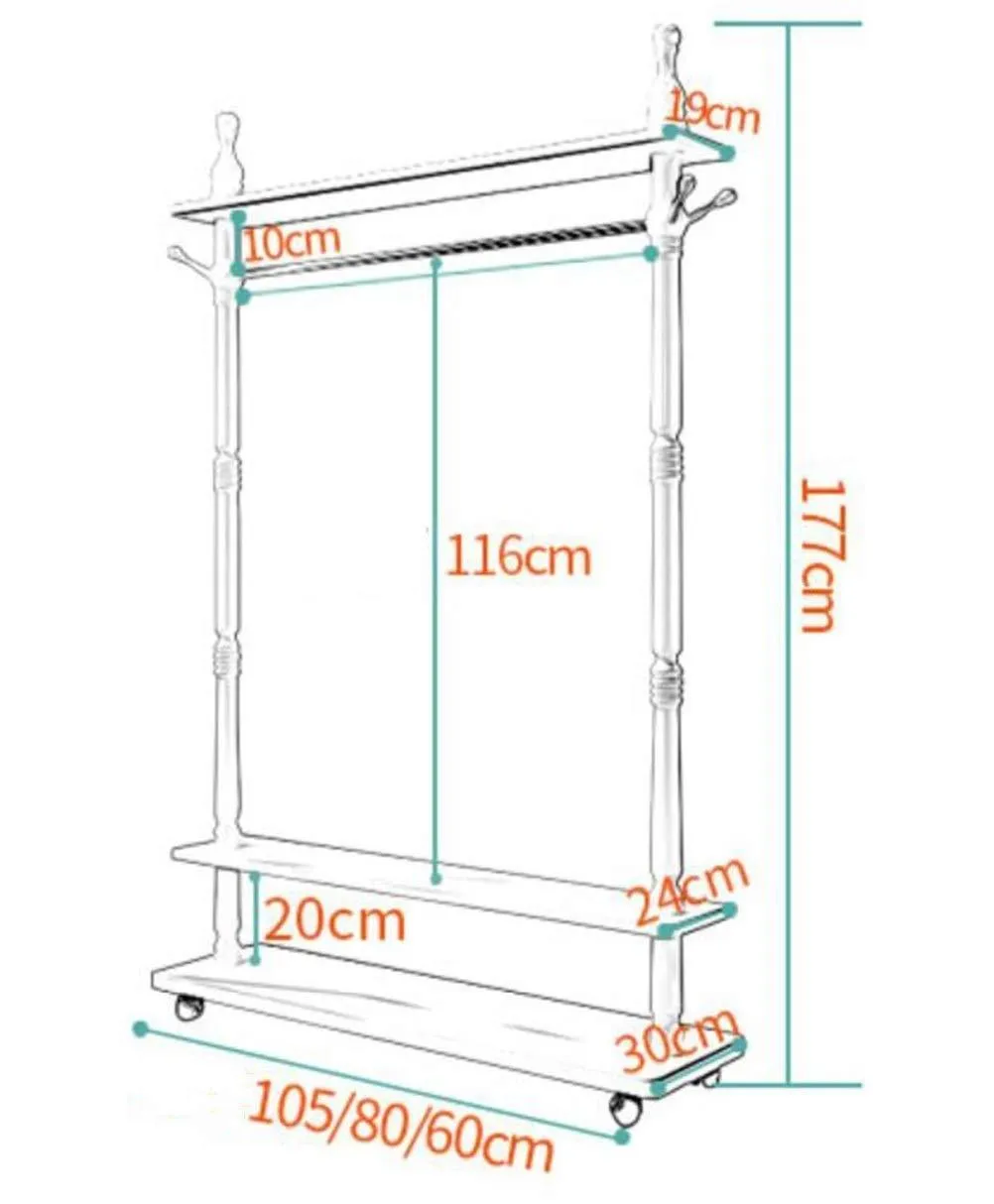 Metal Pulley Multifunctional Coat Rack - Hall Tree Hanger - Clothing Storage Rack - for Coats, Hats, Clothes, Scarves, Drying Racks (Size : 105cm)