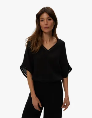 Michael Stars Imani Cropped Dolman Sleeve Top in Black