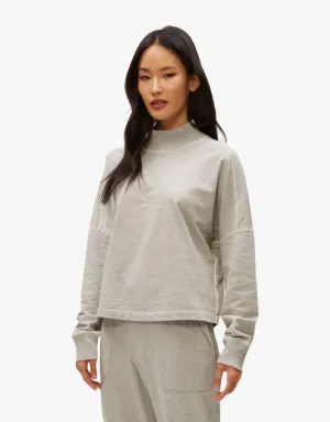 Michael Stars Mila Mock Neck Sweatshirt in Heather Grey