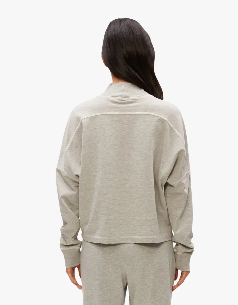 Michael Stars Mila Mock Neck Sweatshirt in Heather Grey