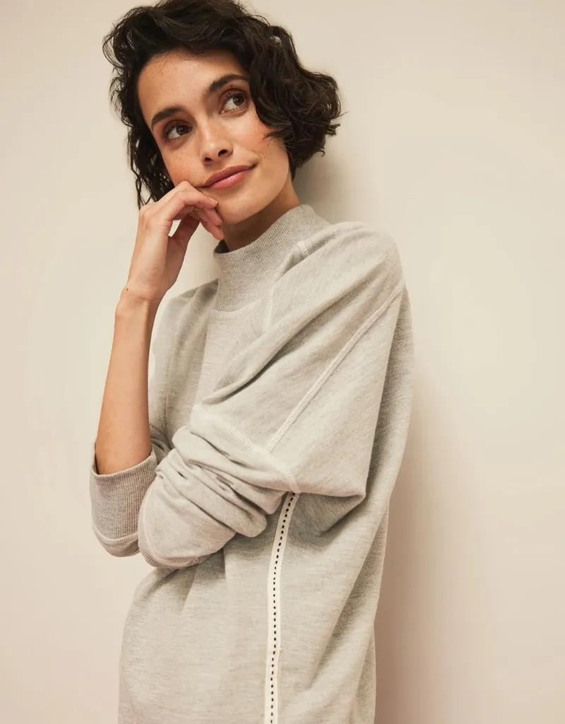 Michael Stars Mila Mock Neck Sweatshirt in Heather Grey