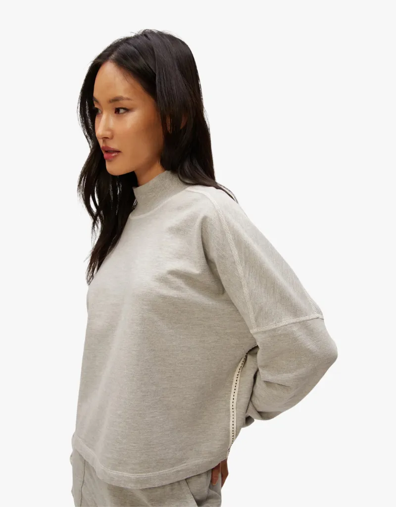 Michael Stars Mila Mock Neck Sweatshirt in Heather Grey
