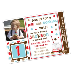 Milk and Cookies Digital Birthday Invitation