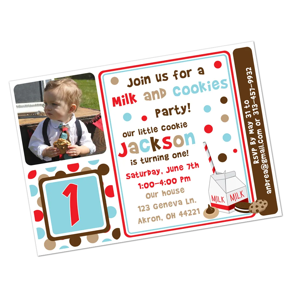 Milk and Cookies Digital Birthday Invitation