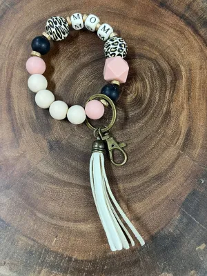 Mom Silicone Bead Keychain Wristlet