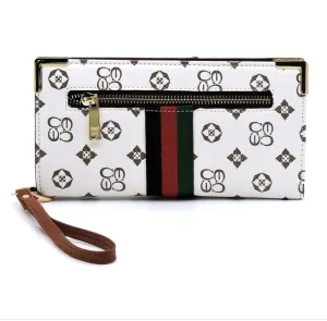 Monogrammed Stripe Clutch Wallet Wristlet