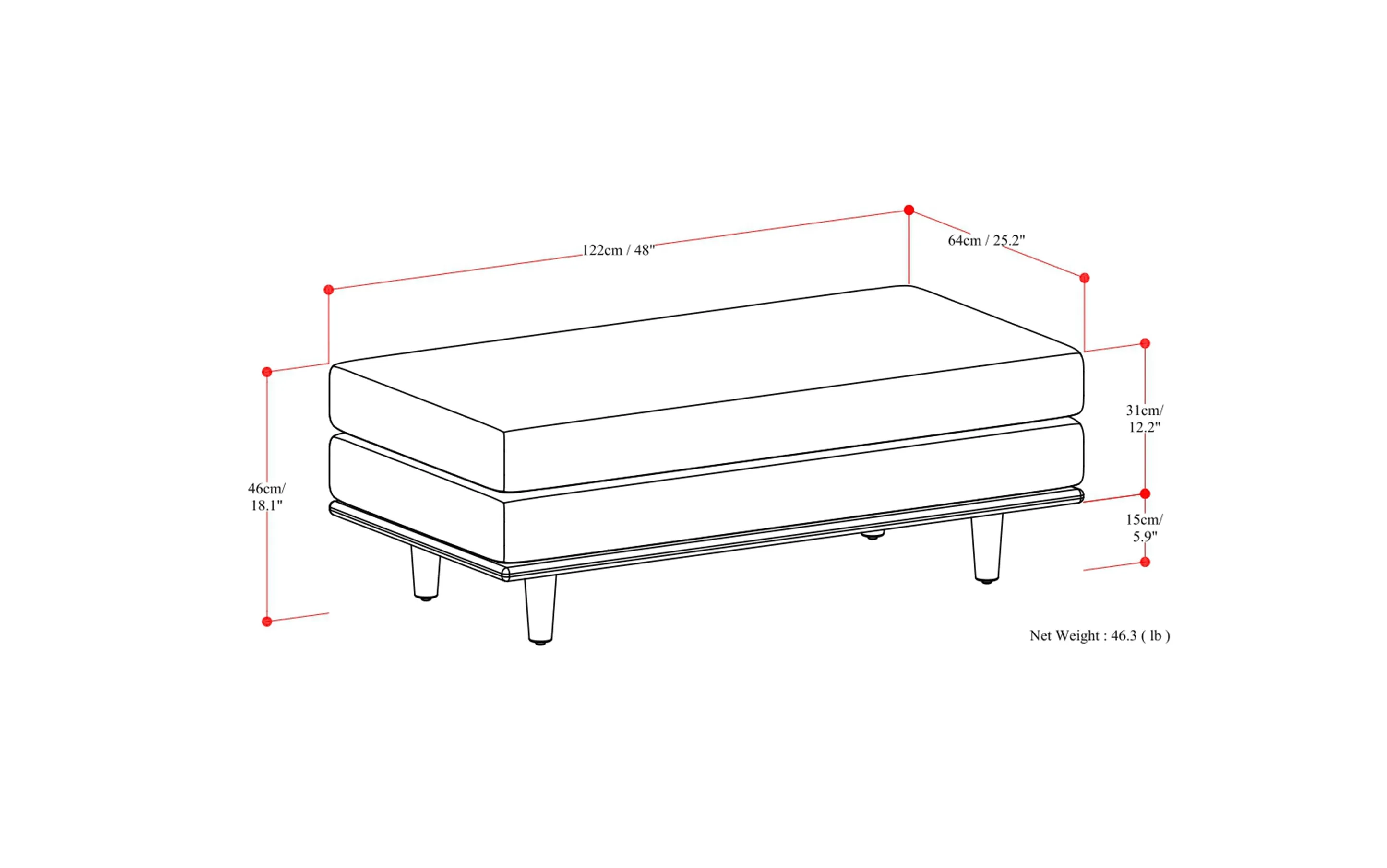 Morrison Large Rectangular Ottoman