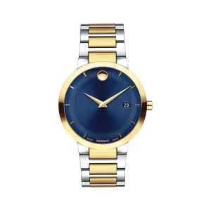 Movado Men's Watch Silver & Yellow Pvd Case Quartz