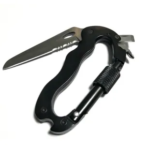 Multi-function 5 in 1 Carabiner Tool with Buckle Lock, Flat and Phillips Head Screwdriver