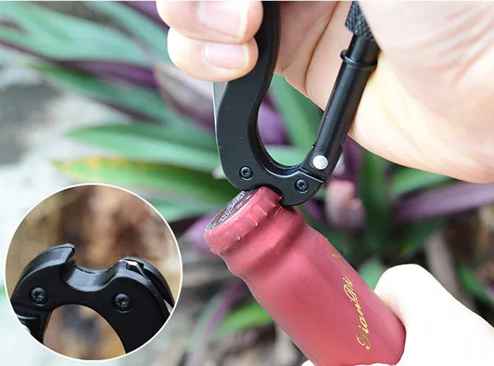Multi-function 5 in 1 Carabiner Tool with Buckle Lock, Flat and Phillips Head Screwdriver