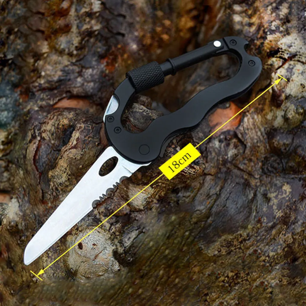 Multi-function 5 in 1 Carabiner Tool with Buckle Lock, Flat and Phillips Head Screwdriver