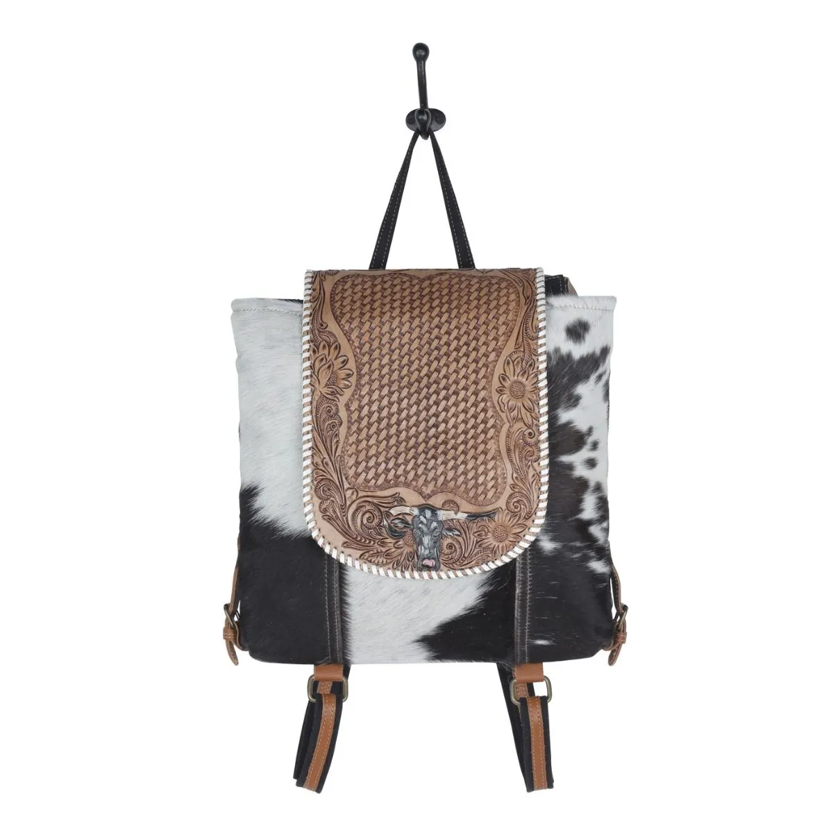 Myra Bag Padauk Hand-Tooled Leather & Hairon Bag