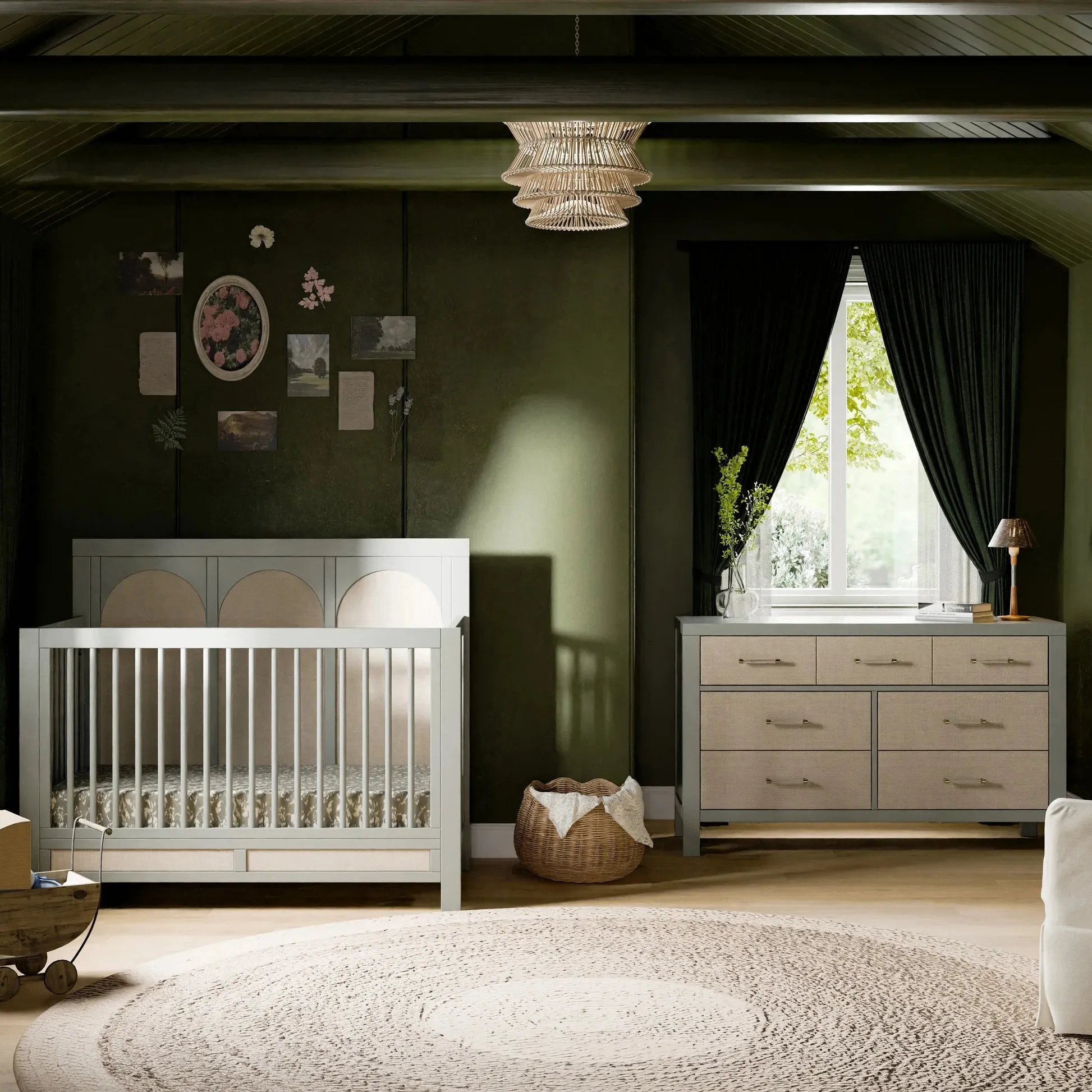 Namesake Eloise 7-Drawer Assembled Dresser - French Sage & Performance Sand Eco-Weave
