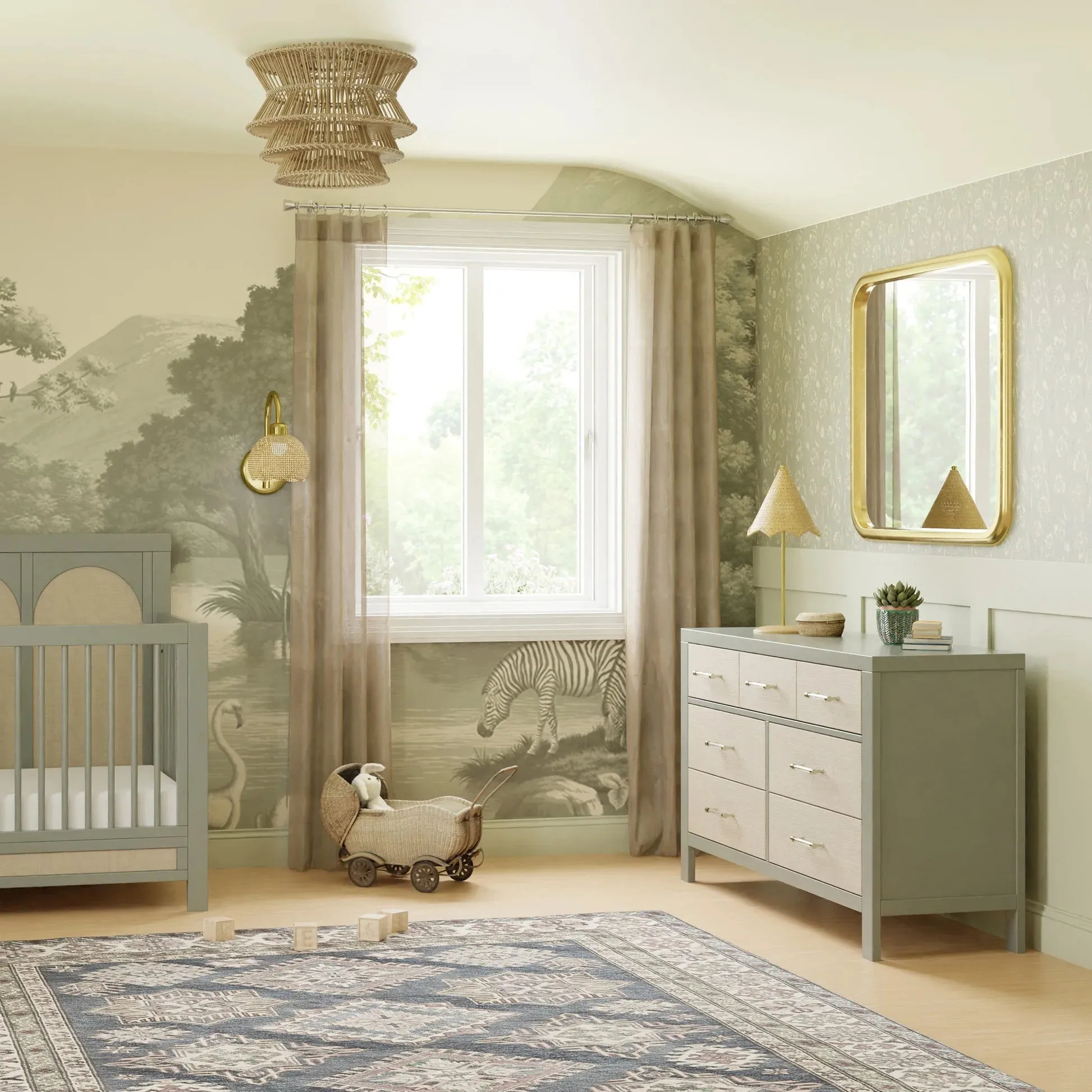 Namesake Eloise 7-Drawer Assembled Dresser - French Sage & Performance Sand Eco-Weave