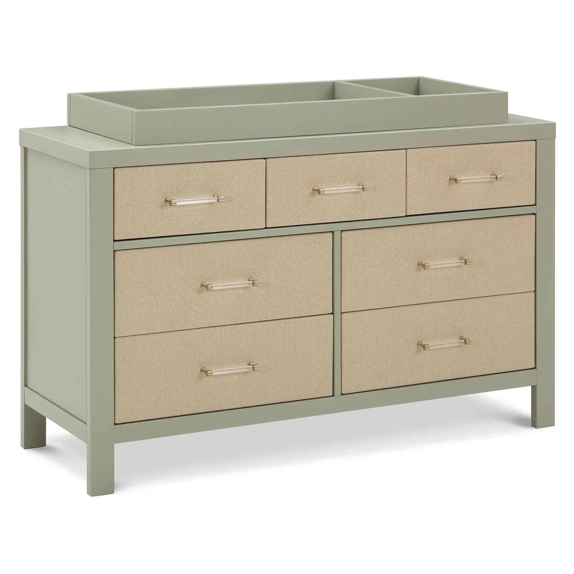 Namesake Eloise 7-Drawer Assembled Dresser - French Sage & Performance Sand Eco-Weave