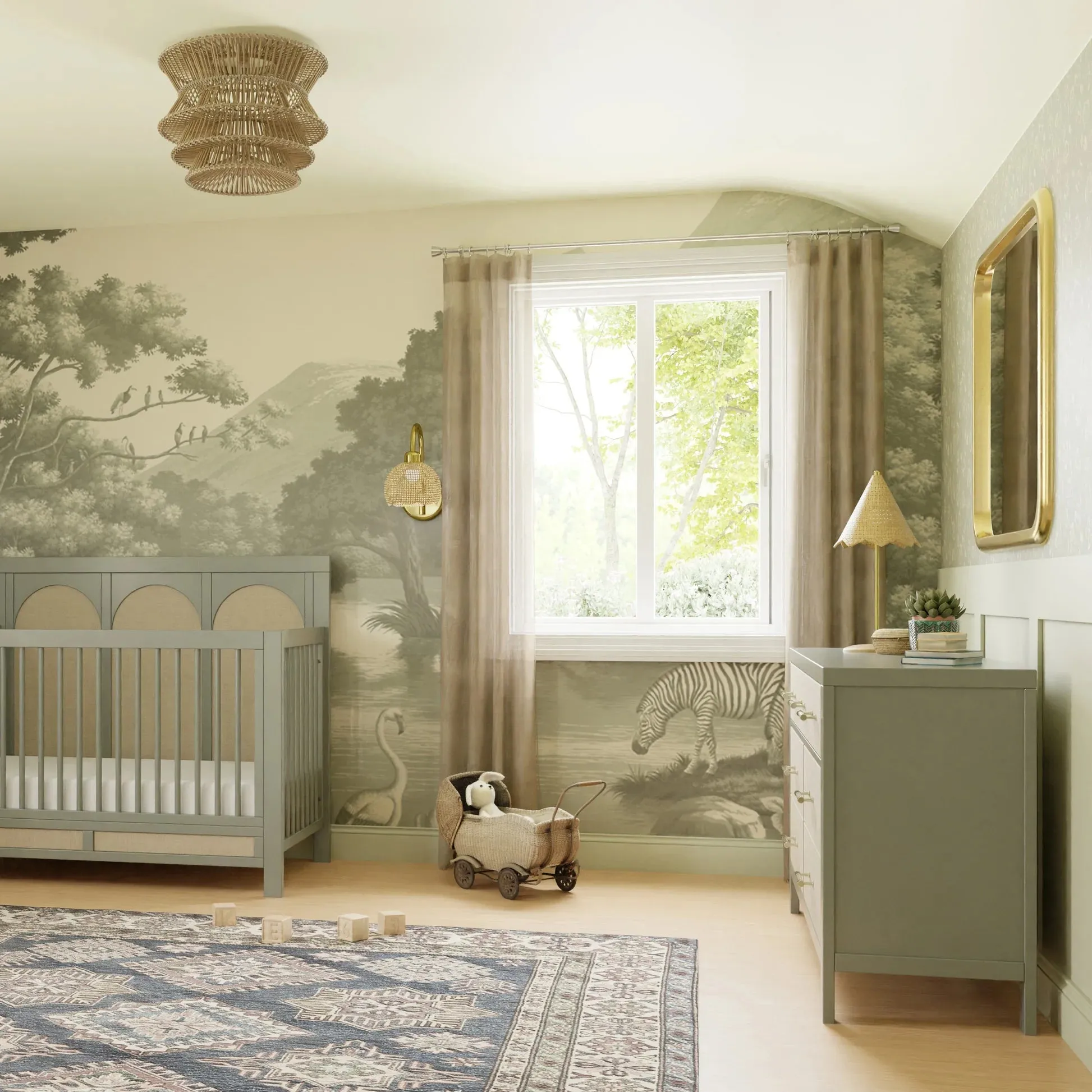 Namesake Eloise 7-Drawer Assembled Dresser - French Sage & Performance Sand Eco-Weave