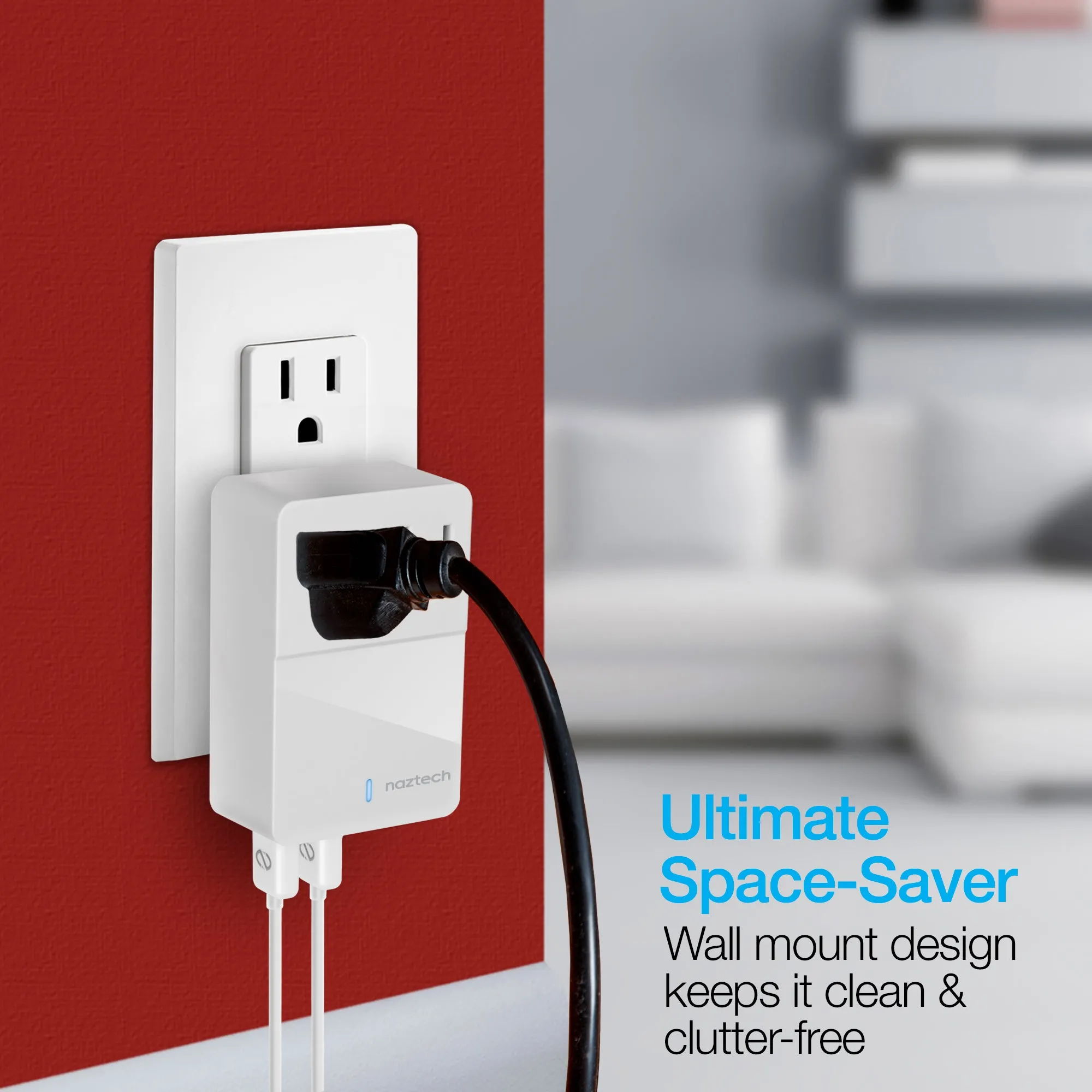 Naztech Fast Multi-Device Charger - 2 Outlets   4 USB - White