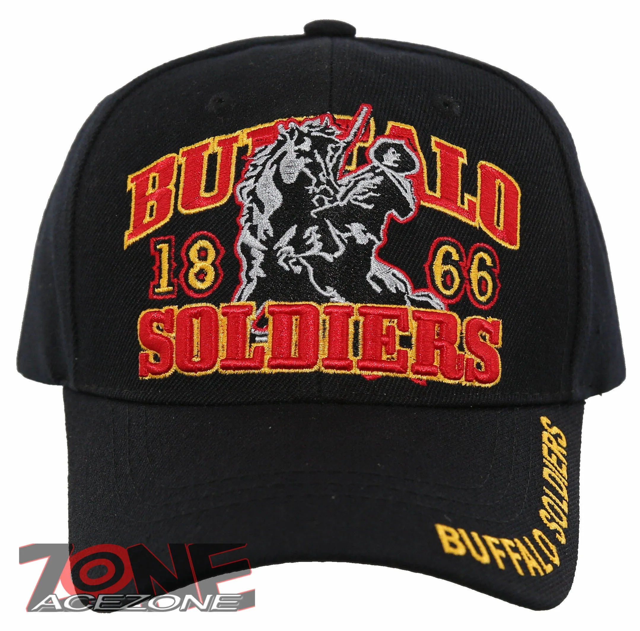 NEW! BUFFALO SOLDIERS AMERICAN HEROES 1866-1944 CENTER CAP HAT BLACK