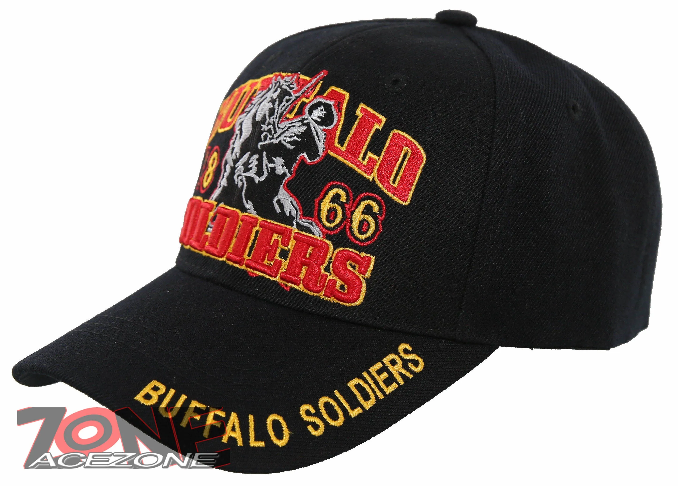 NEW! BUFFALO SOLDIERS AMERICAN HEROES 1866-1944 CENTER CAP HAT BLACK