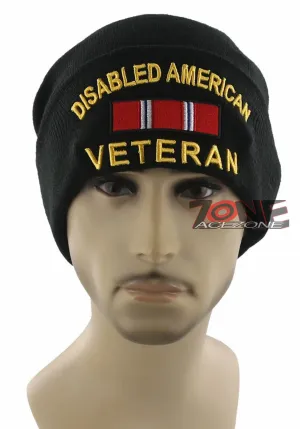 NEW! DISABLED AMERICAN VETERAN BEANIE CAP HAT BLACK