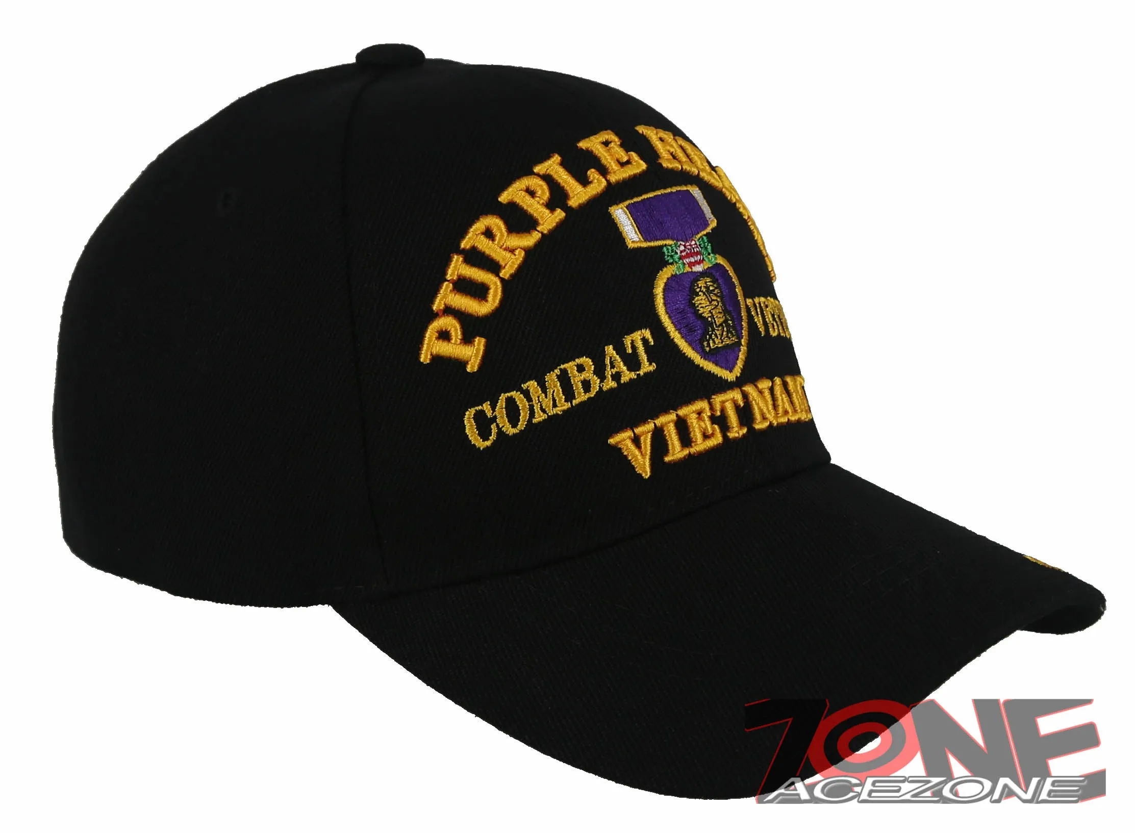 NEW! PURPLE HEART COMBAT VETERAN VIETNAM MILITARY BALL CAP HAT BLACK