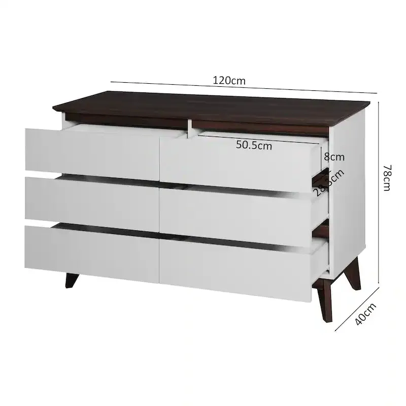 NEW Retails $500 Assembled Comptree 6-Drawer White Wood Dresser