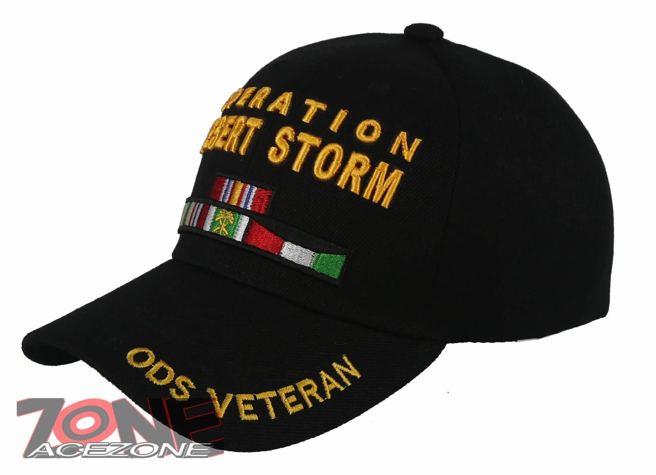 NEW! US MILITARY OPERATION DESERT STORM RIBBON BAR VETERAN CAP HAT BLACK