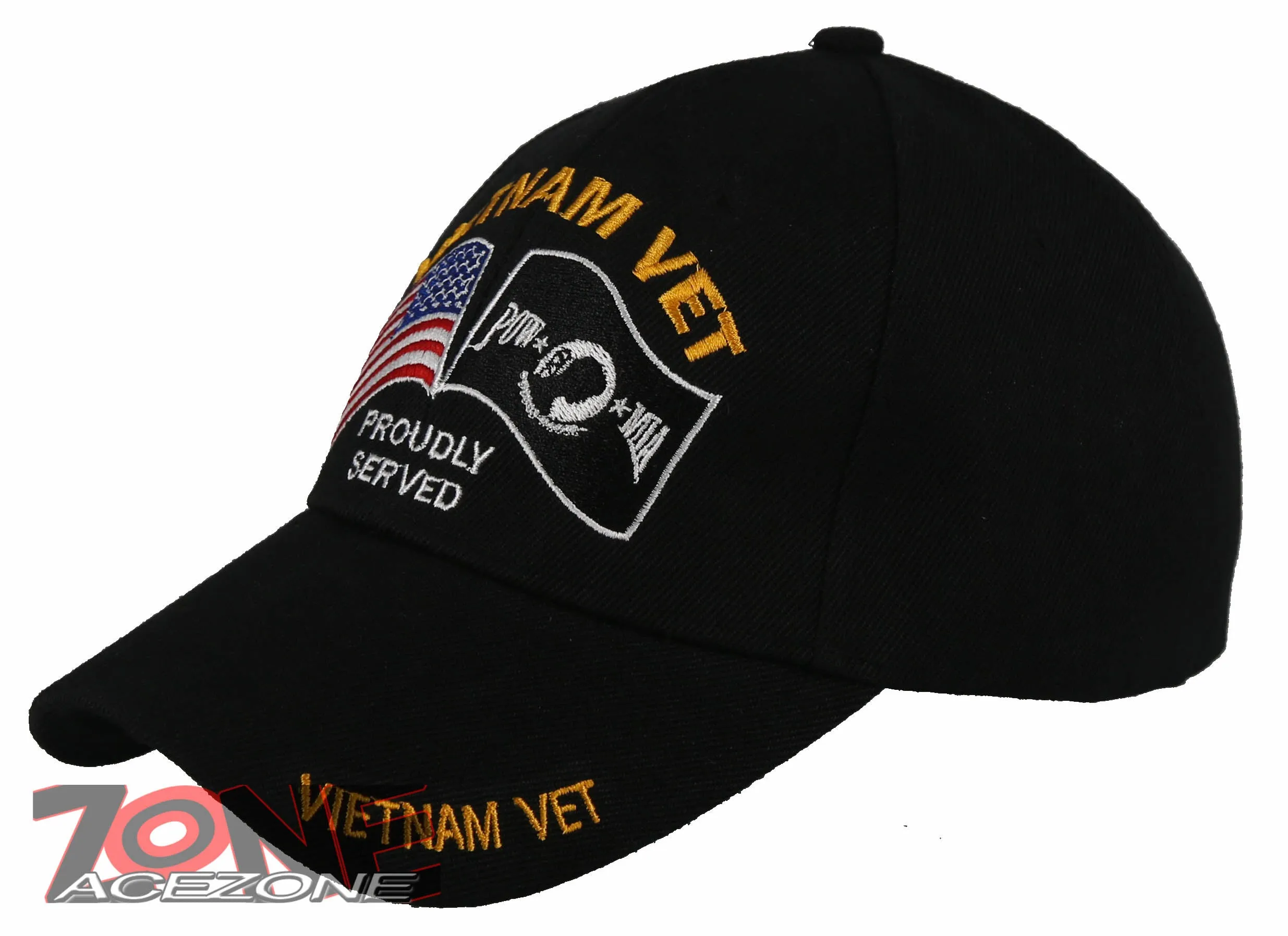 NEW! VIETNAM VETERAN POW MIA BALL CAP HAT BLACK