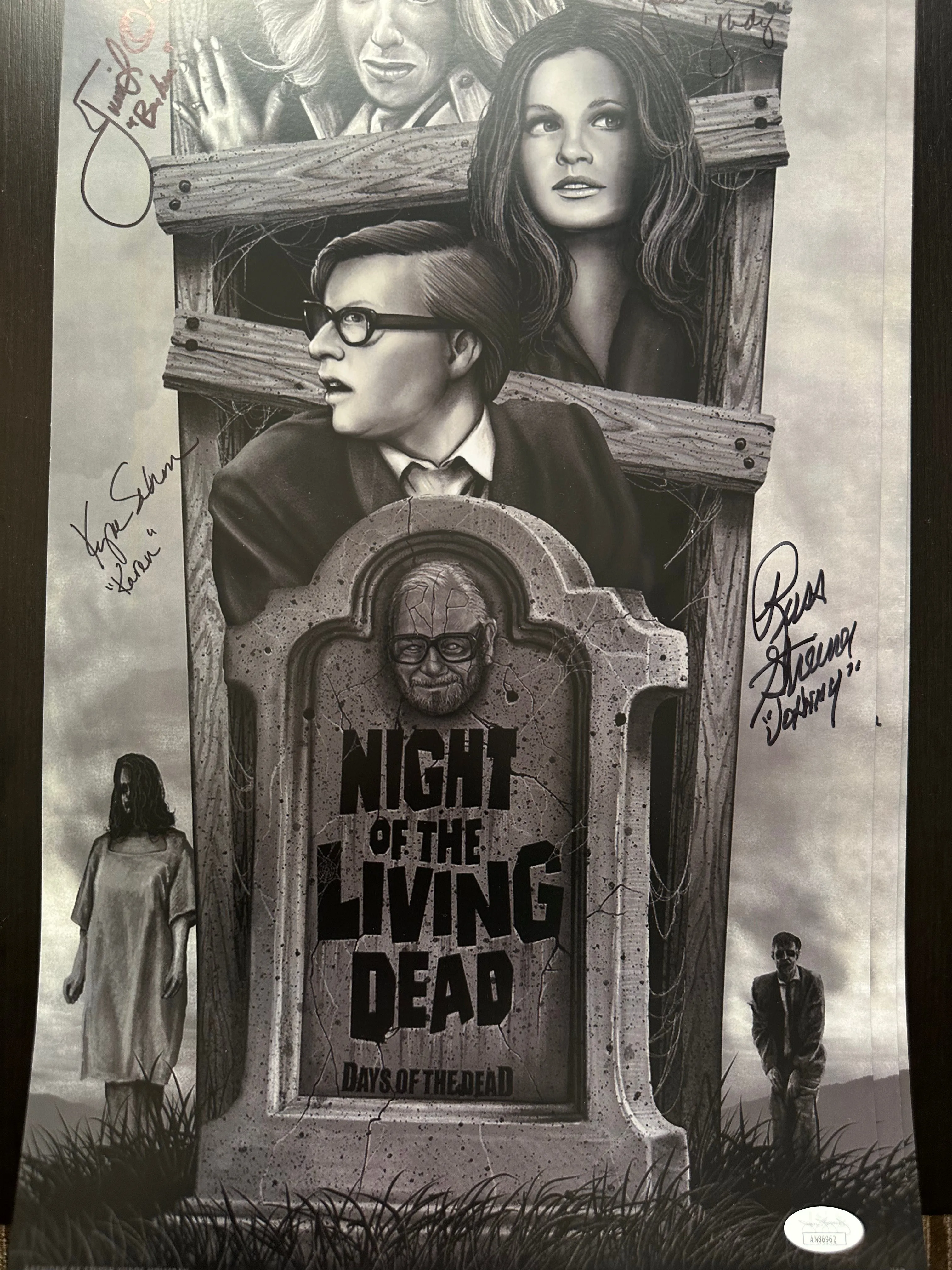 Night Of The Living Dead signed 11x24 poster signed by 4 JSA