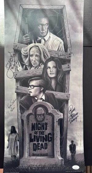 Night Of The Living Dead signed 11x24 poster signed by 4 JSA