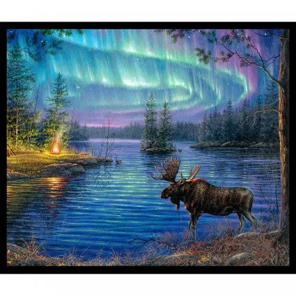 Northern Lights Moose 35" x 43" Digital Panel