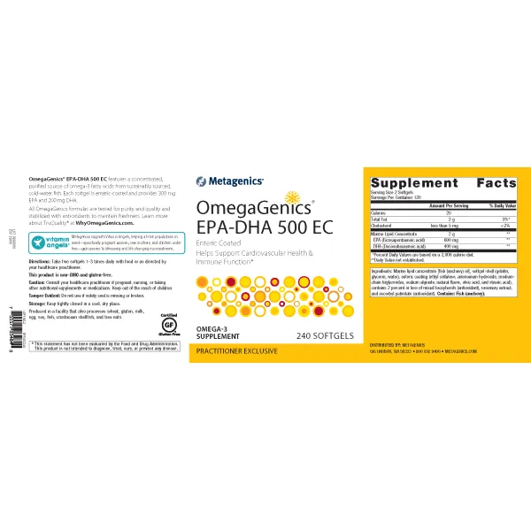 OmegaGenics® EPA-DHA 500 EC <br>Enteric Coated Helps Support Cardiovascular Health & Immune Function*