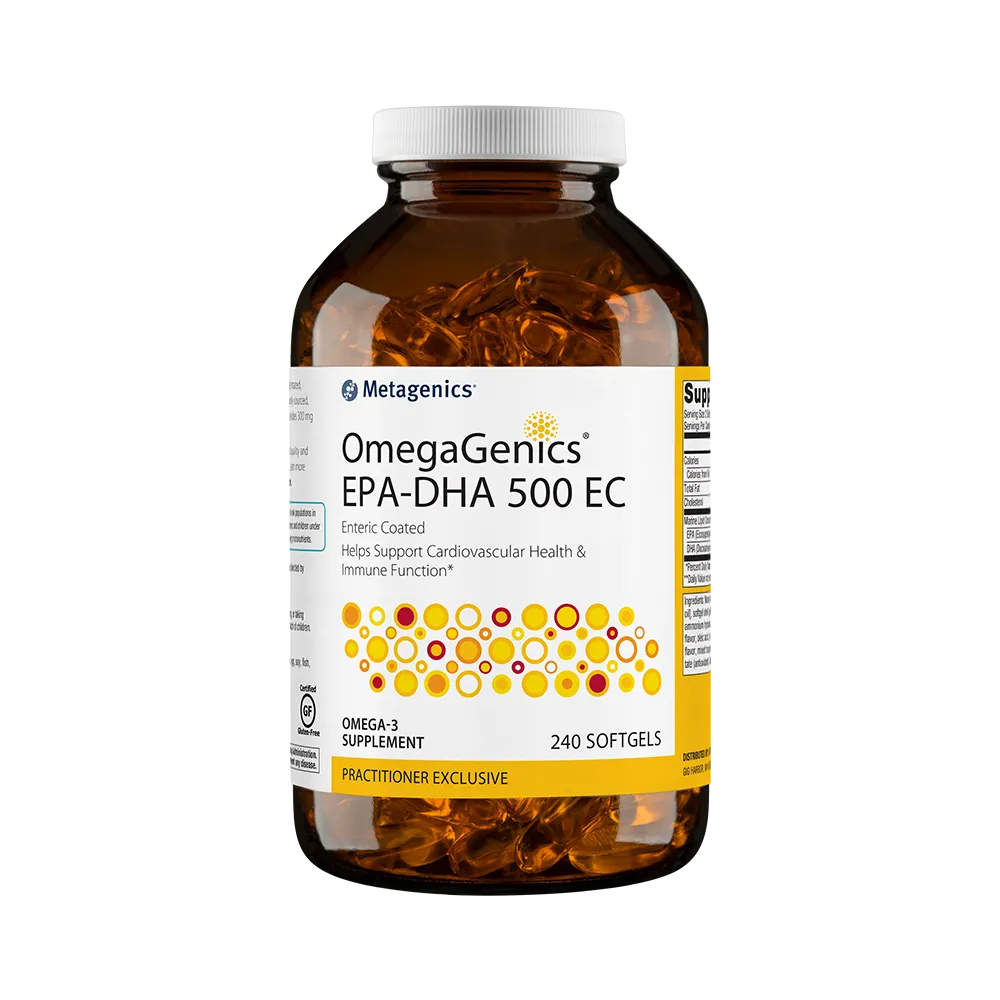 OmegaGenics® EPA-DHA 500 EC <br>Enteric Coated Helps Support Cardiovascular Health & Immune Function*