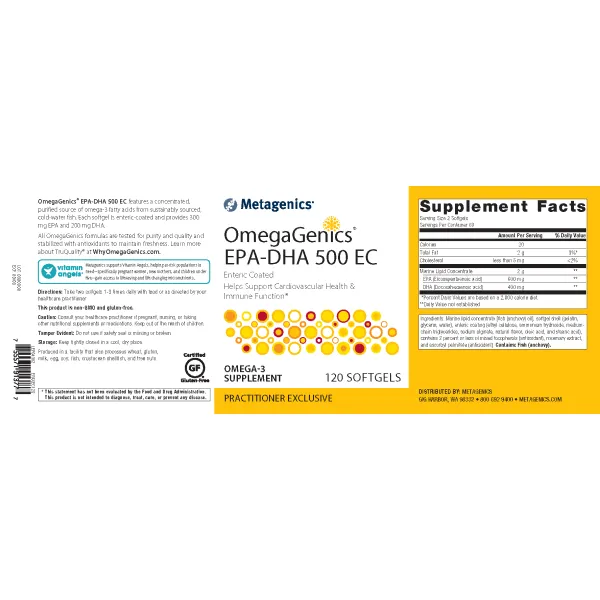 OmegaGenics® EPA-DHA 500 EC <br>Enteric Coated Helps Support Cardiovascular Health & Immune Function*