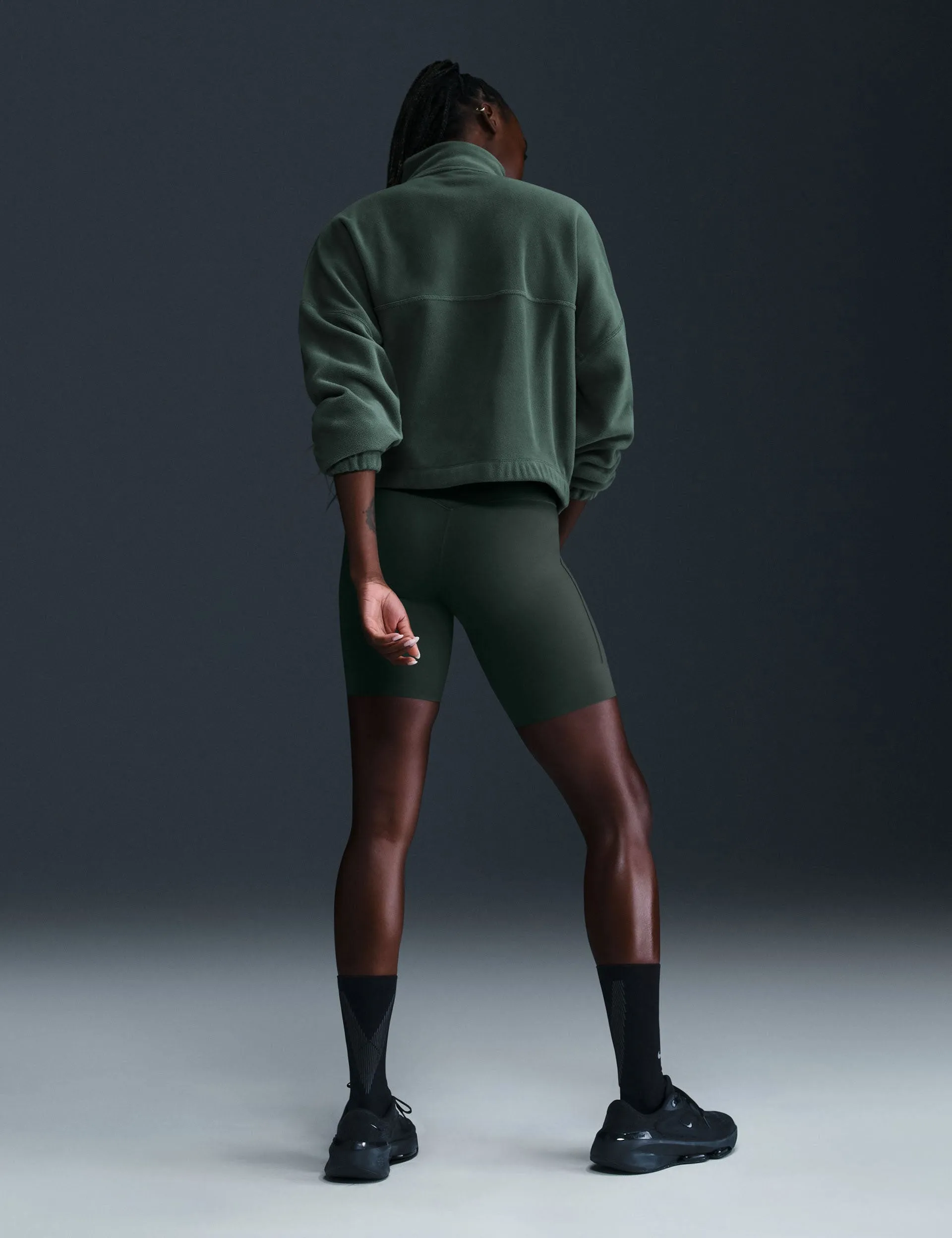 One Oversized 1/2-Zip Fleece Top - Vintage Green/White