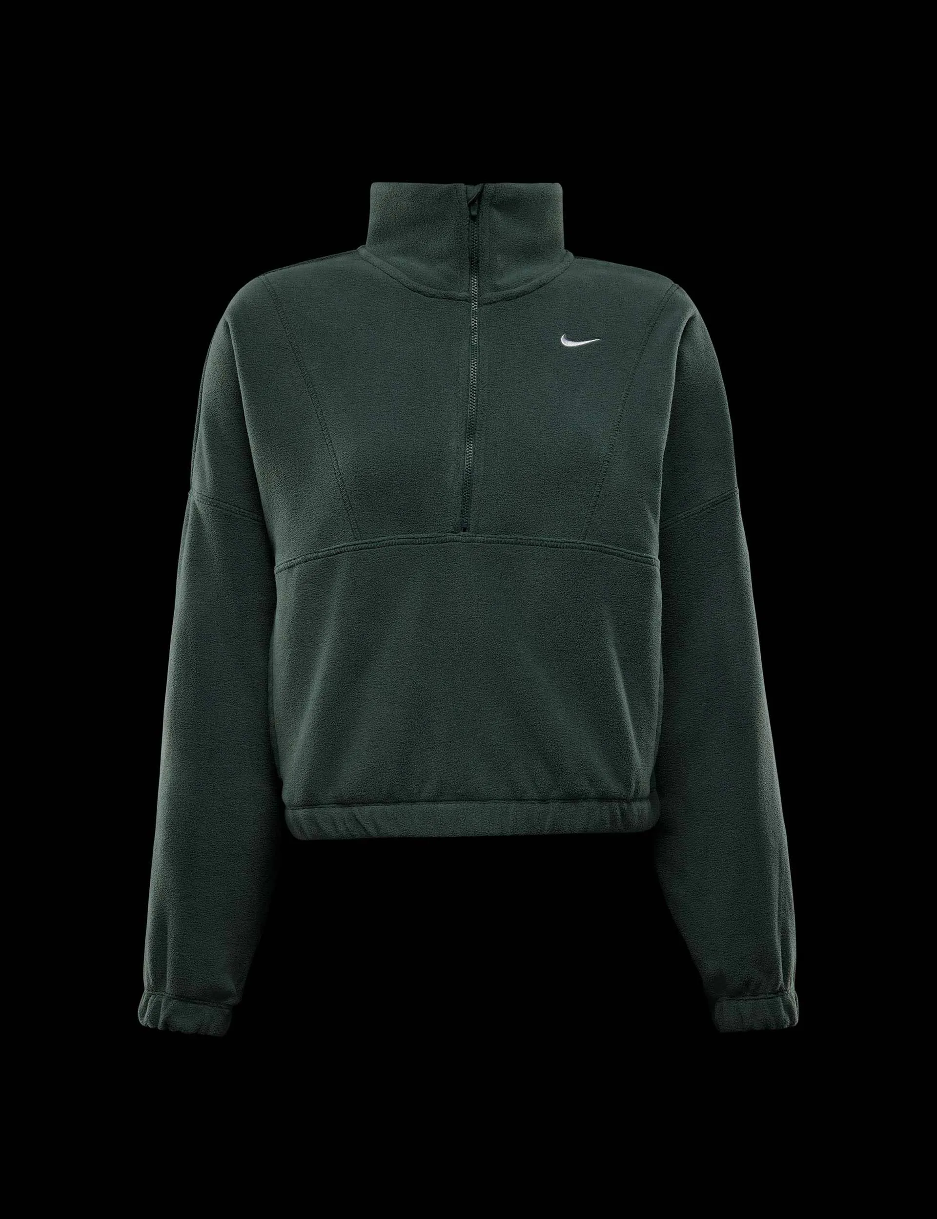 One Oversized 1/2-Zip Fleece Top - Vintage Green/White