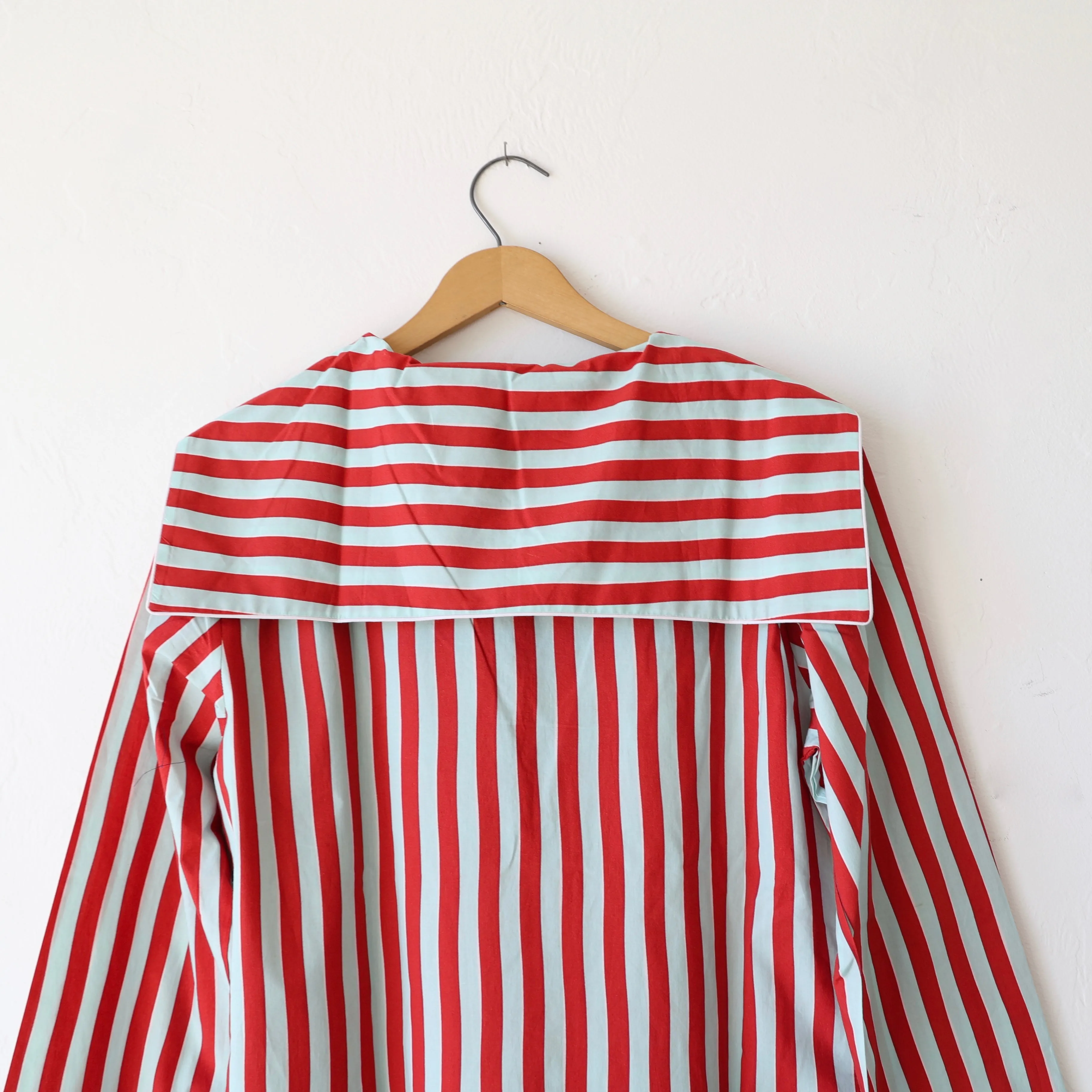 P. Le Moult Sailor Collar Night Dress - Red Stripes