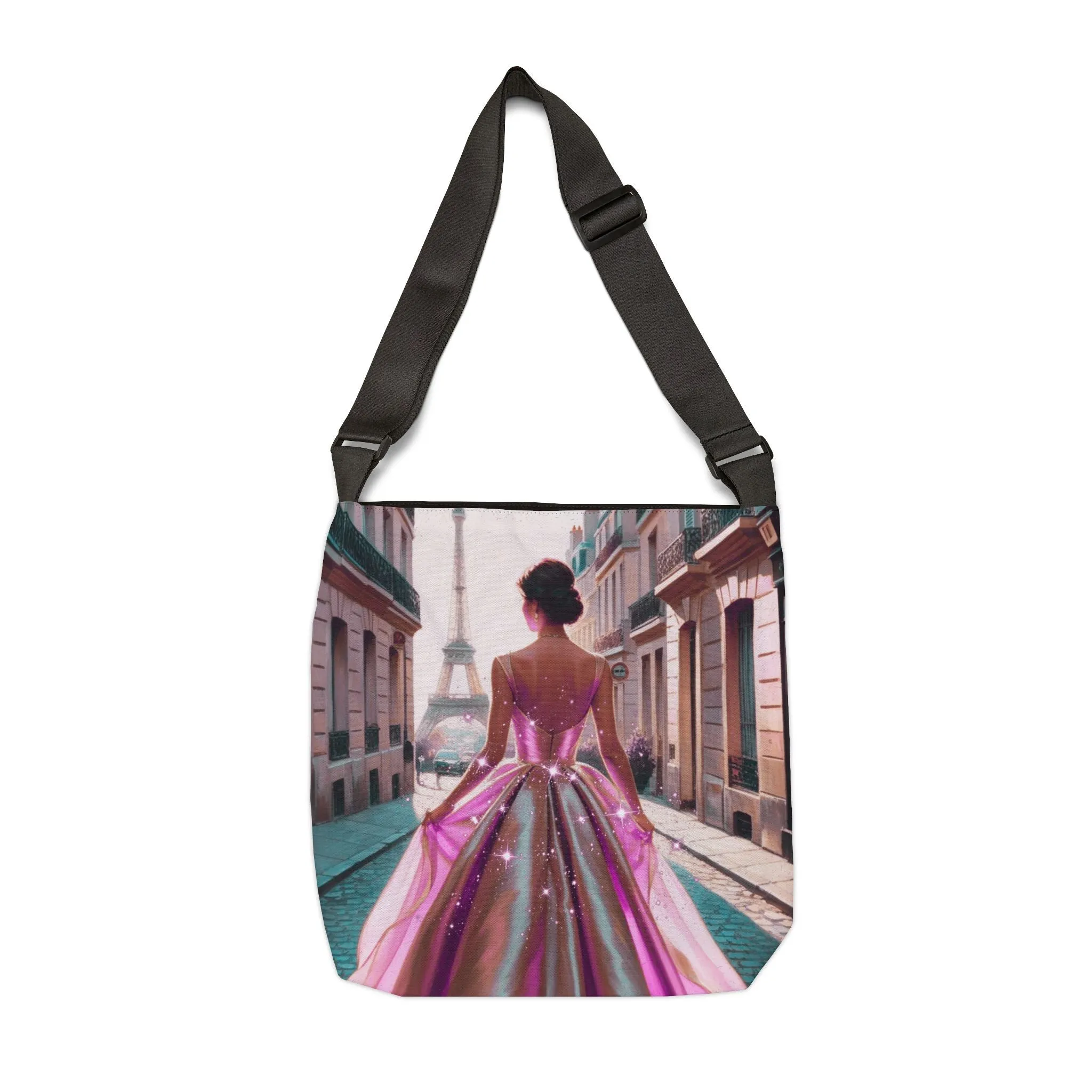 Parisian Stroll (Pink Gown) Adjustable Tote Bag (AOP)