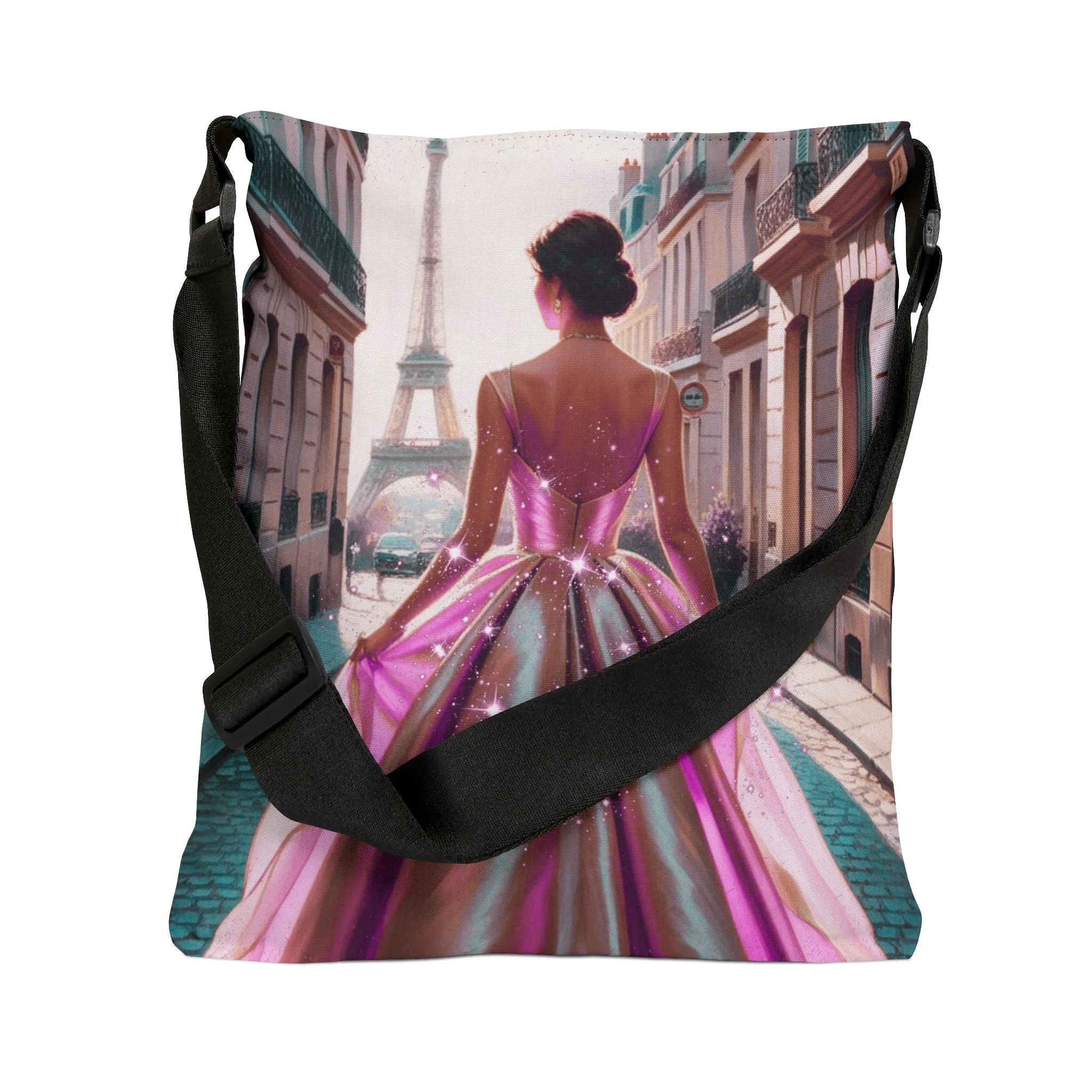 Parisian Stroll (Pink Gown) Adjustable Tote Bag (AOP)