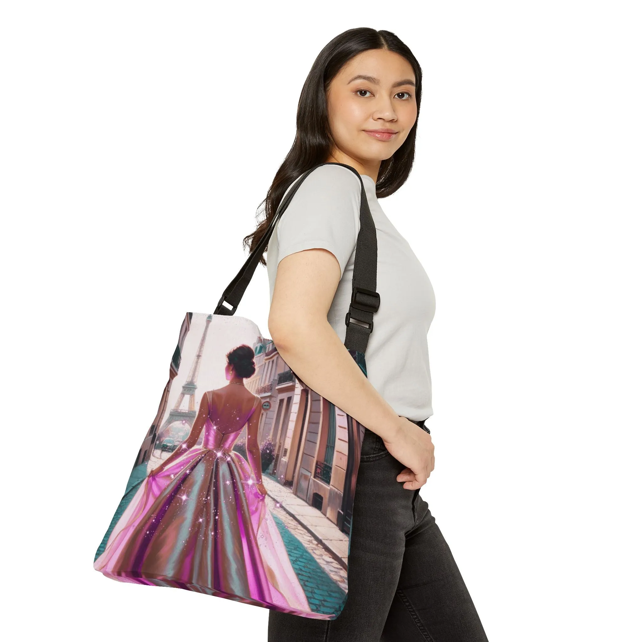 Parisian Stroll (Pink Gown) Adjustable Tote Bag (AOP)