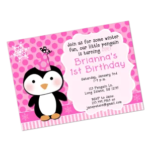 Party Penguin Digital Birthday Invitation