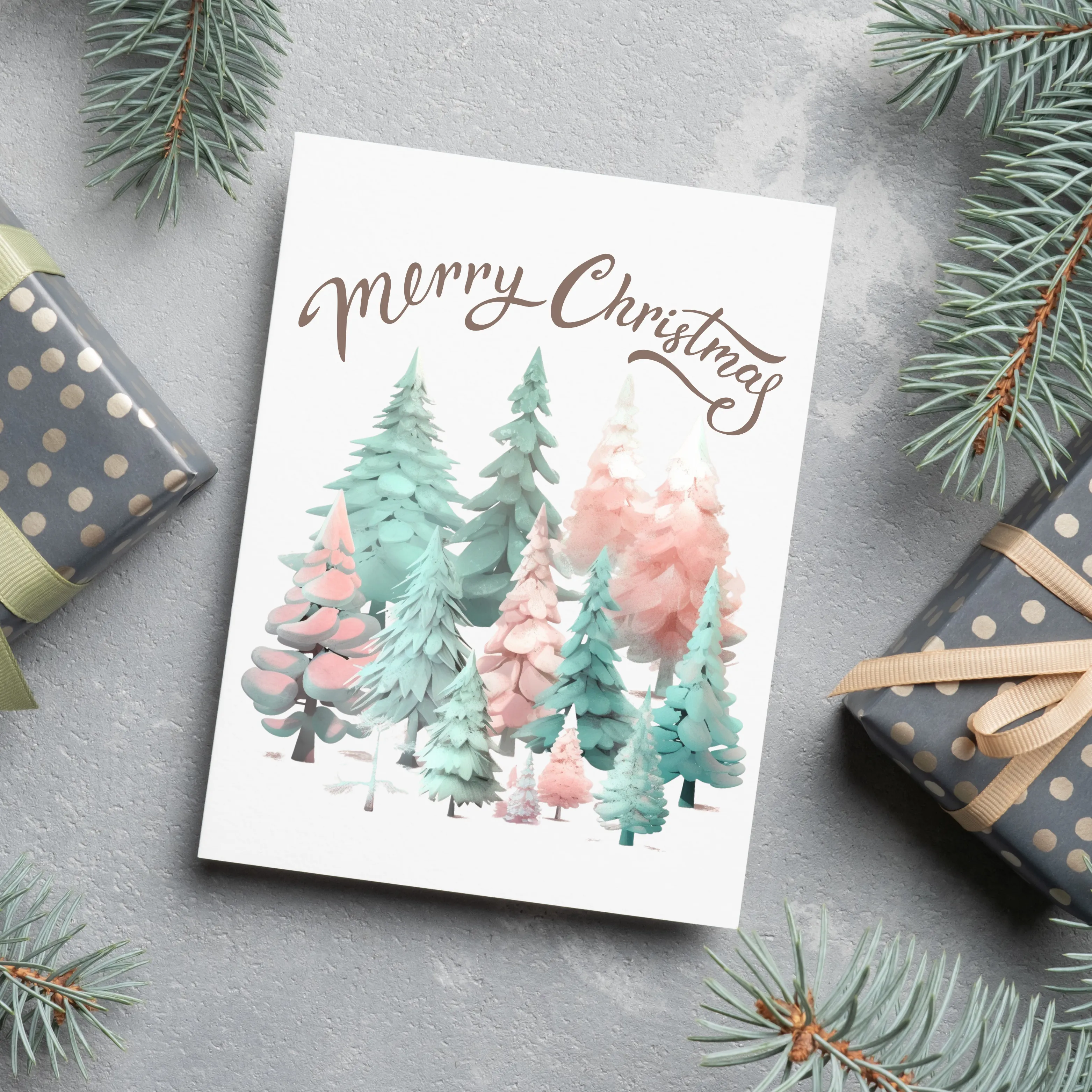 Pastel Christmas Trees Digital Art SETXTREE001