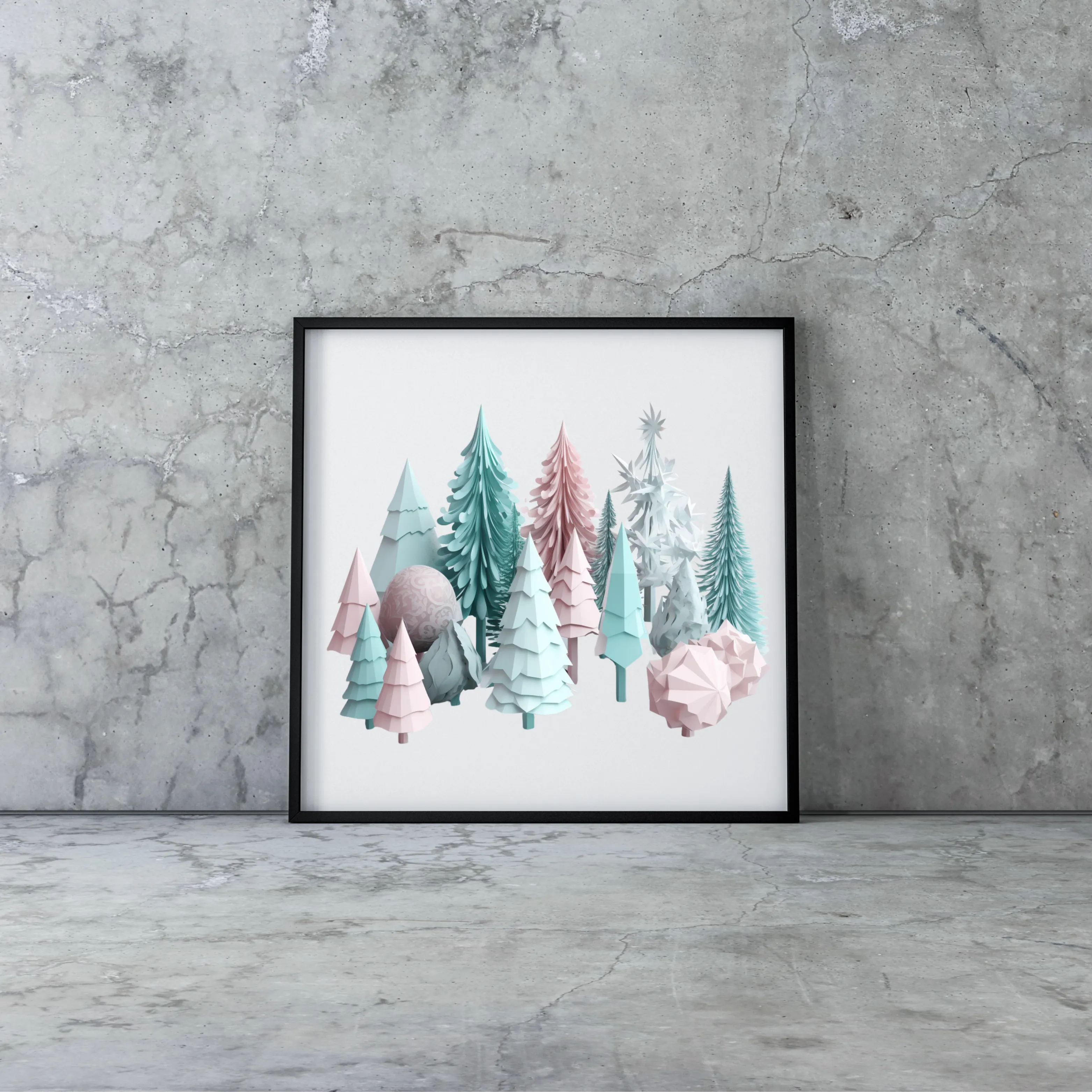Pastel Christmas Trees Digital Art SETXTREE001