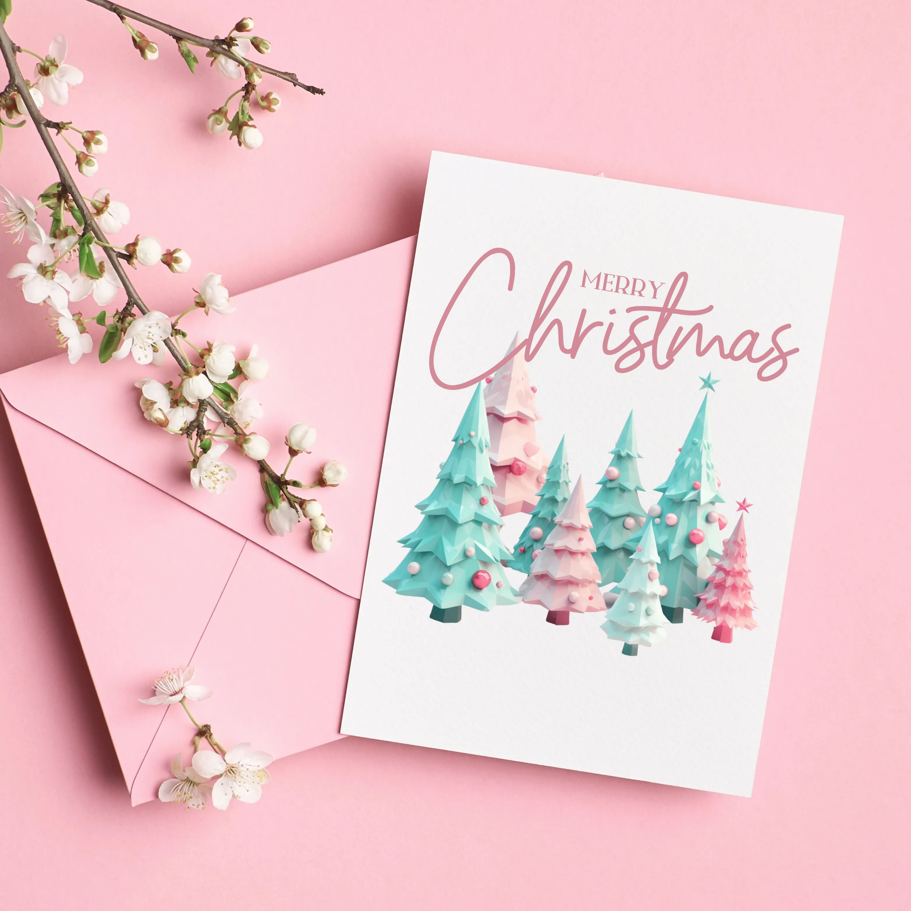 Pastel Christmas Trees Digital Art SETXTREE001