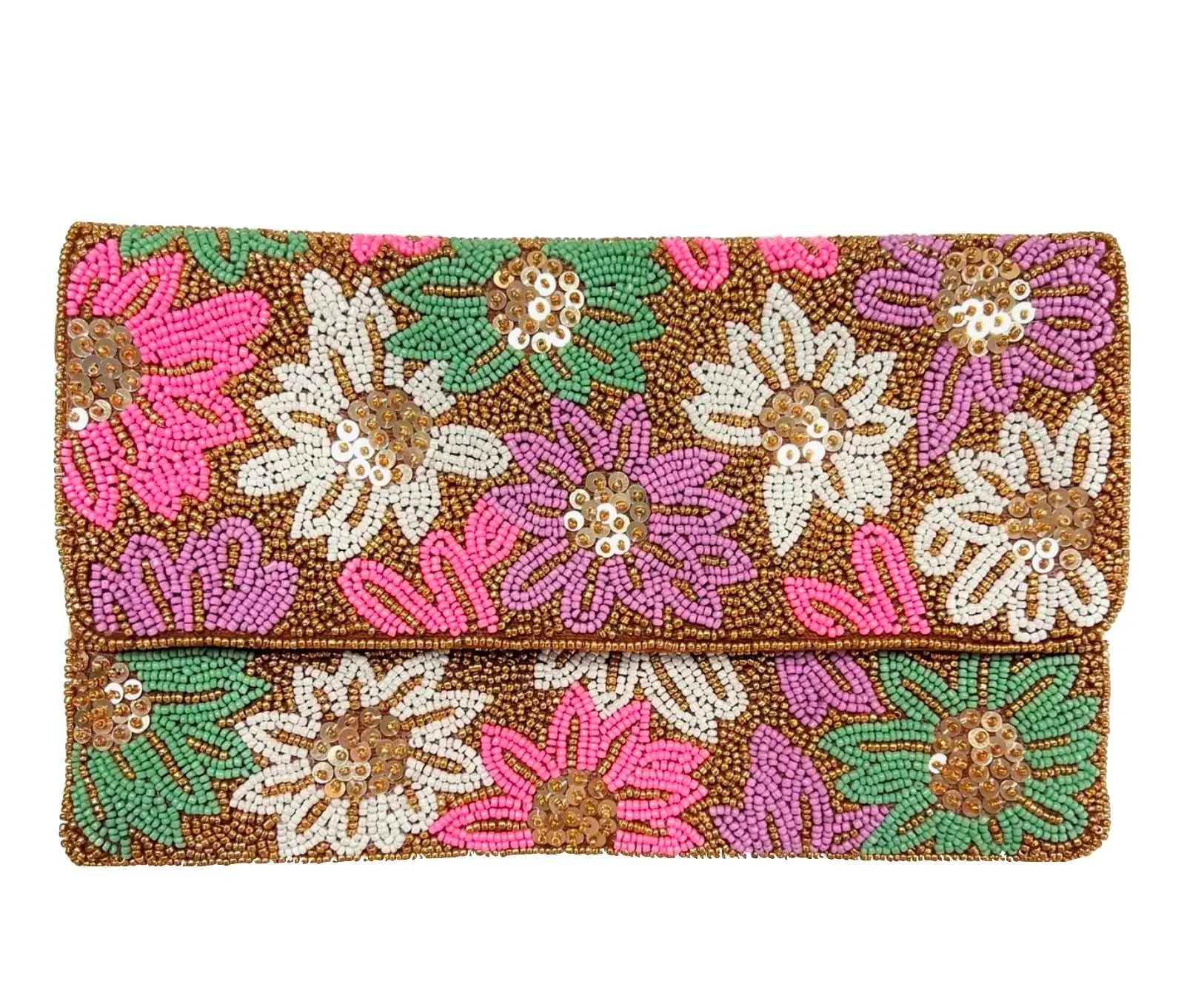 Pastel Flower Beaded Clutch