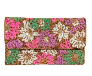 Pastel Flower Beaded Clutch