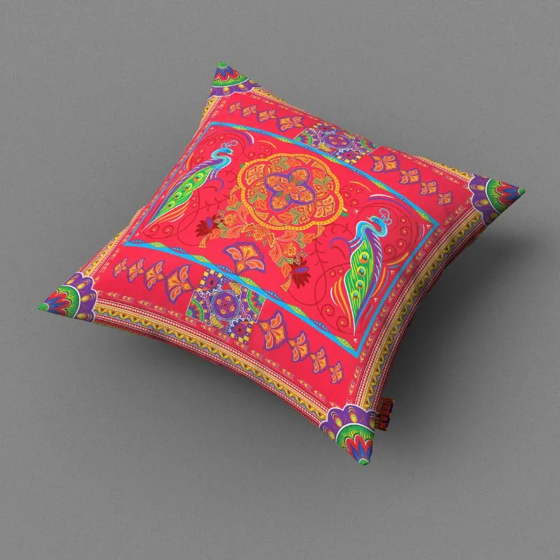 Peacock Truck Art Cushion Cover
