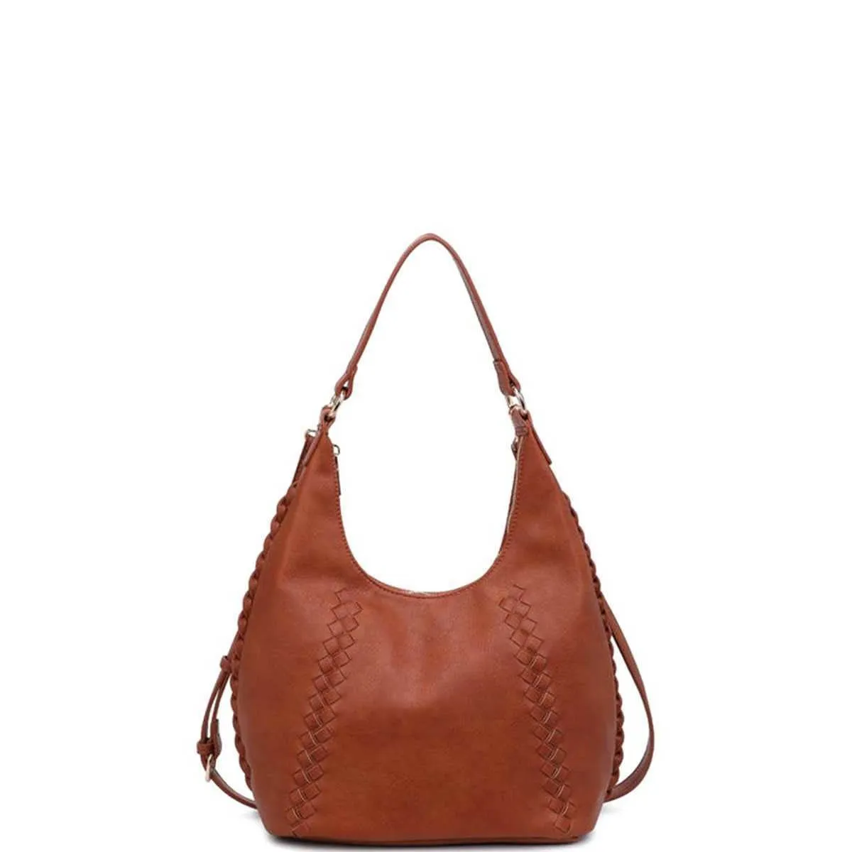 Pebbled and Woven Bag in Tan
